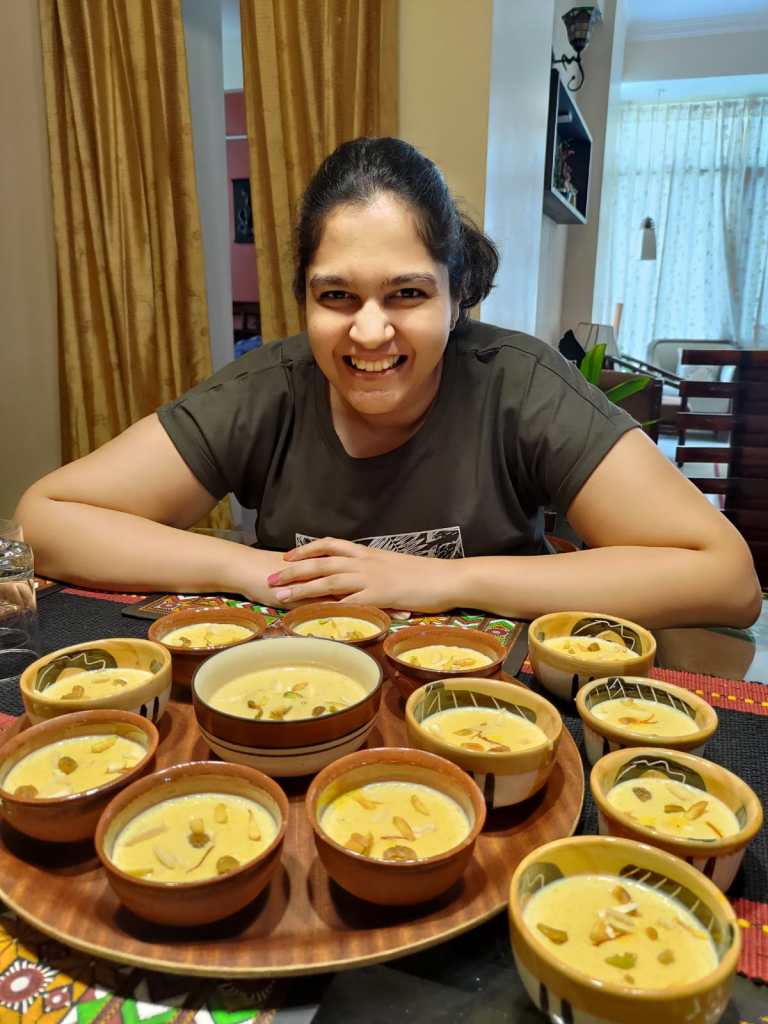 MP's mom had made kheer for us when we had visited Lucknow in 2021. 